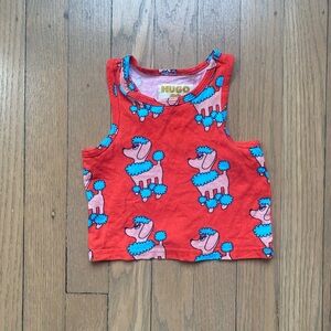 Hugo Loves Tiki Red Girls' Poodle Print Tank Top Sz 12-18M